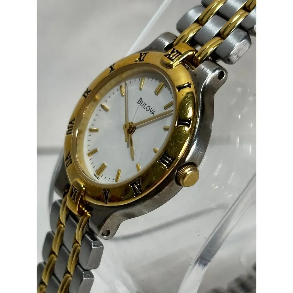 Bulova 98L61 two-tone quartz dress women's watch, working